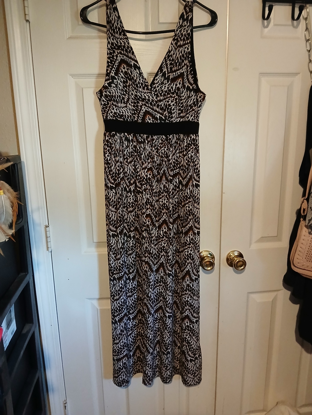 Rhapsody Black and White V-Neck Printed Maxi Dress